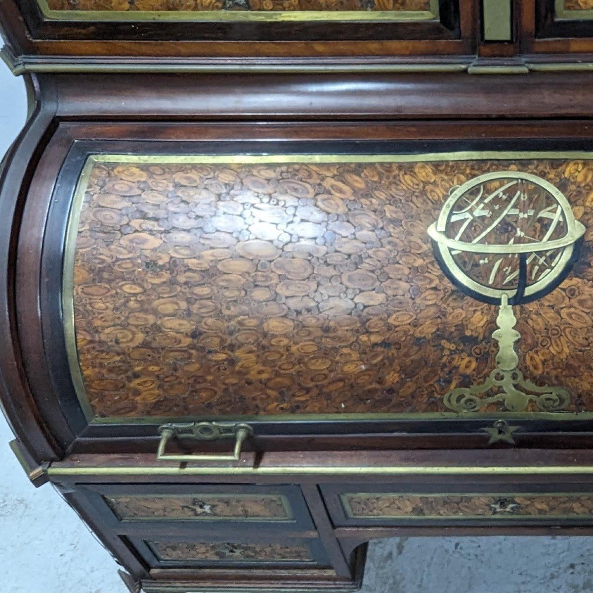 Louis XVI Period Cylinder Secretary In Bout Wood Marquetry Late 18th Century,-photo-1