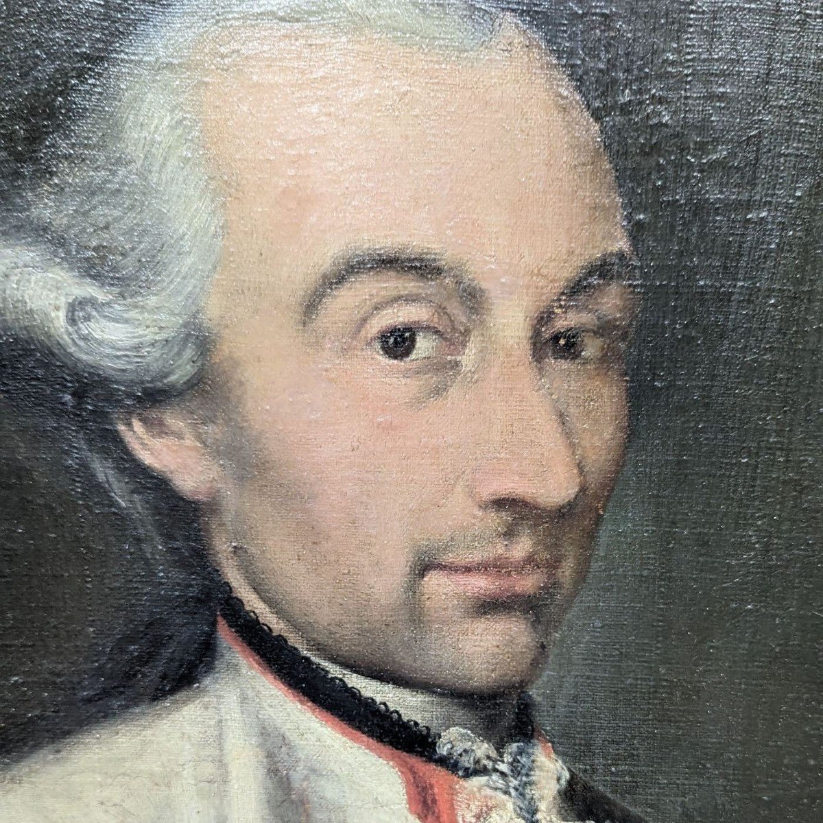 Portrait d'Homme Aux Armoiries  école Française Ou Espagnole  d'époque XVIIIème  -photo-2