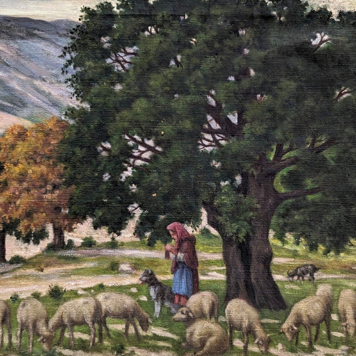 Huile Sur Toile Scène Pastorale école Provençale Rémy Mayan (1877-1961)  -photo-2