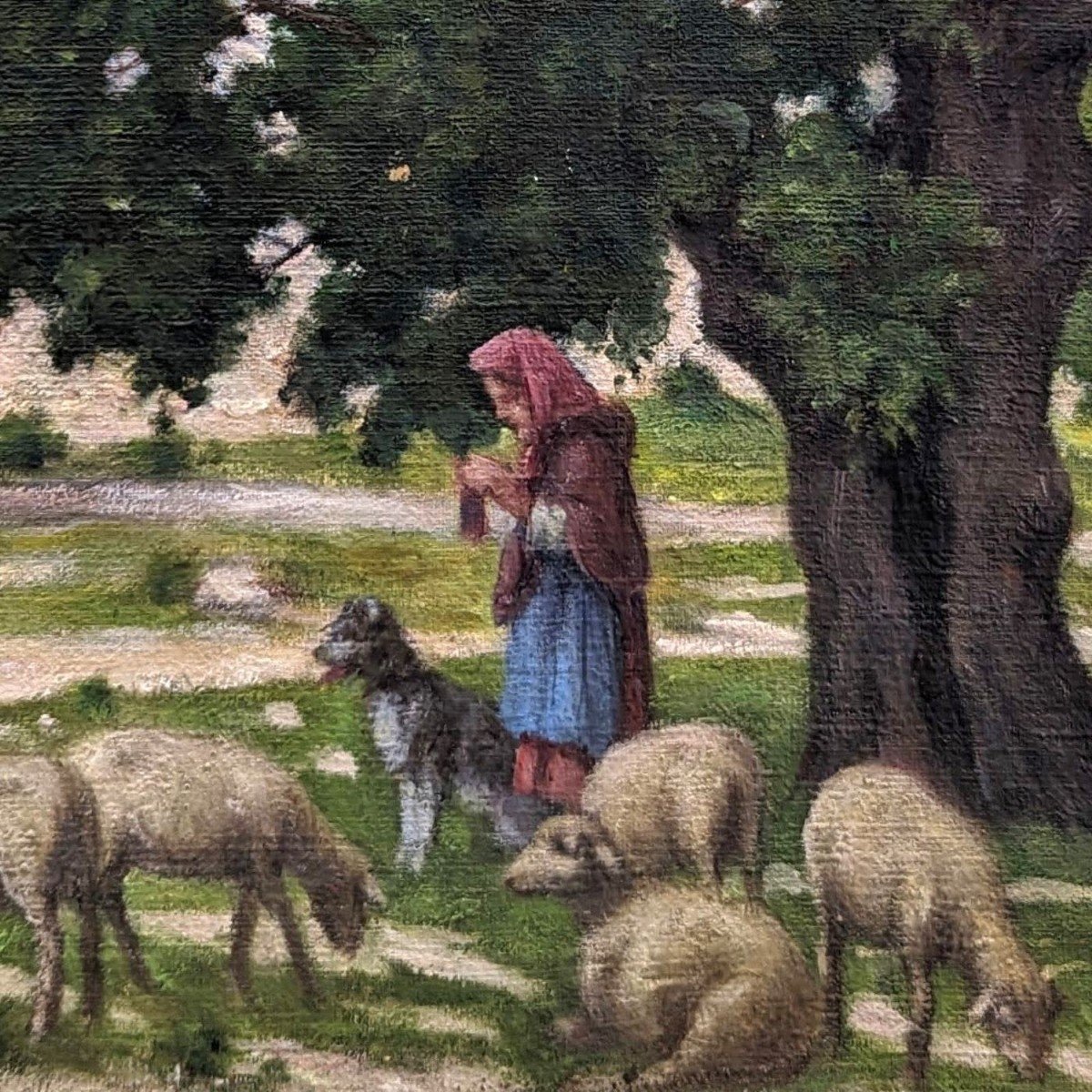 Oil On Canvas Pastoral Scene Provençal School Rémy Mayan (1877-1961)-photo-3