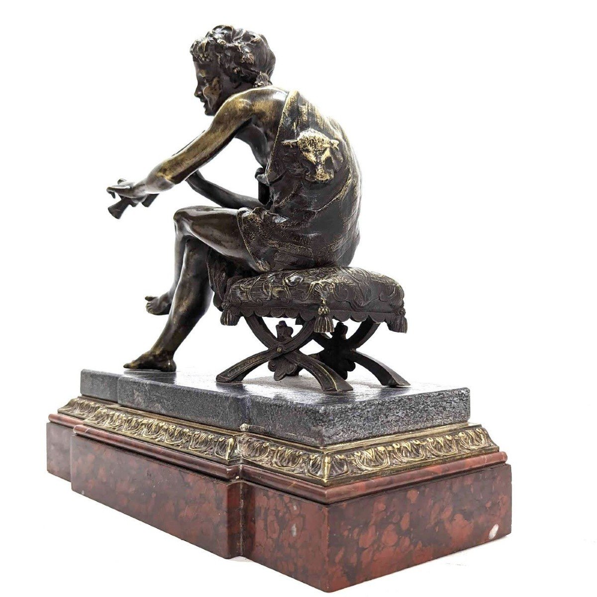 Petit Bronze Jeune Berger à La Flûte Par Jean Jules Salmson époque XIXème -photo-2