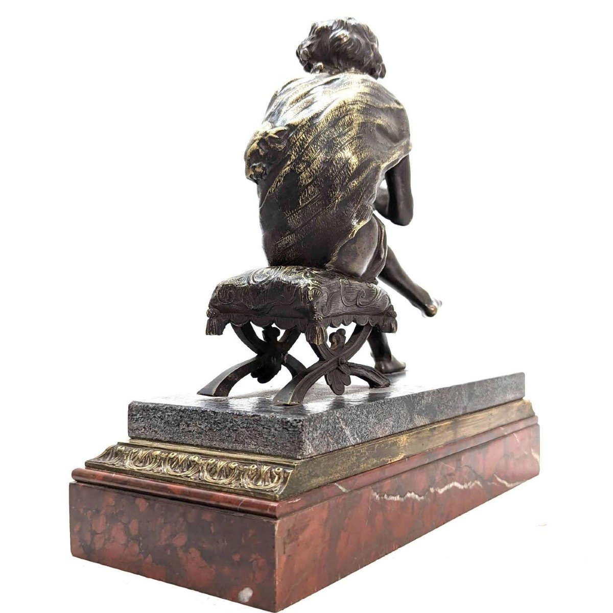 Petit Bronze Jeune Berger à La Flûte Par Jean Jules Salmson époque XIXème -photo-3