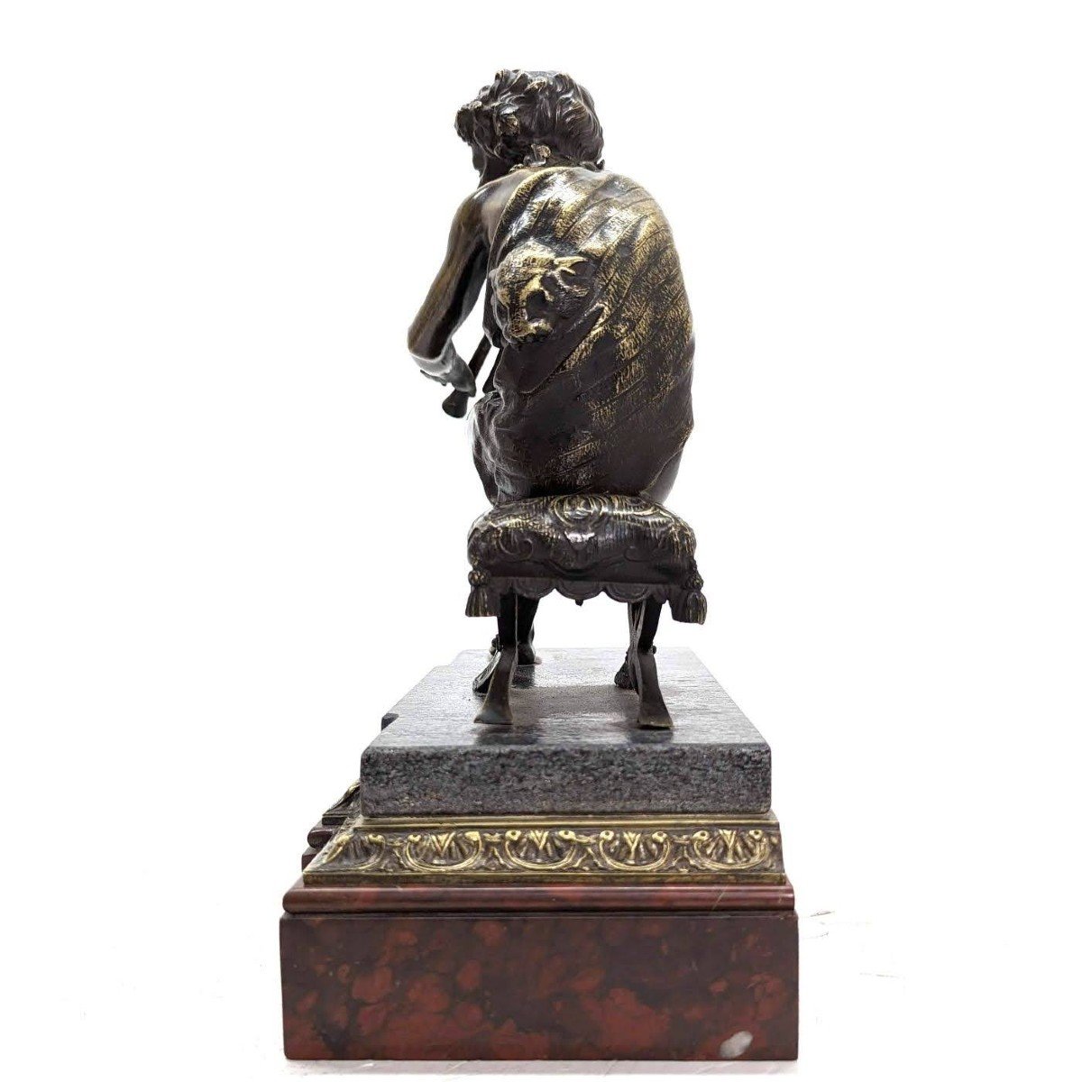 Petit Bronze Jeune Berger à La Flûte Par Jean Jules Salmson époque XIXème -photo-2