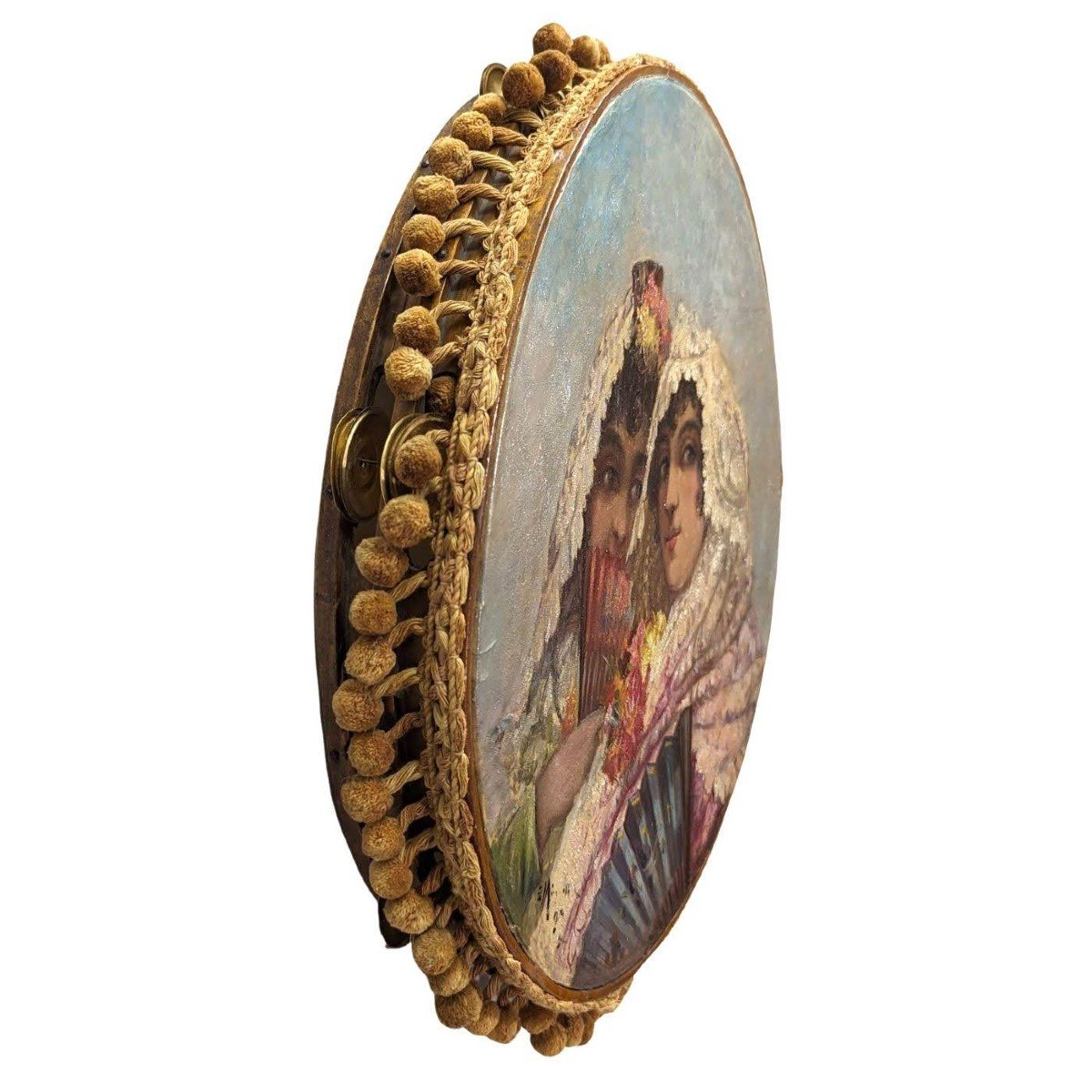 Tambourine With Elegant Spanish Women, 19th Century-photo-2