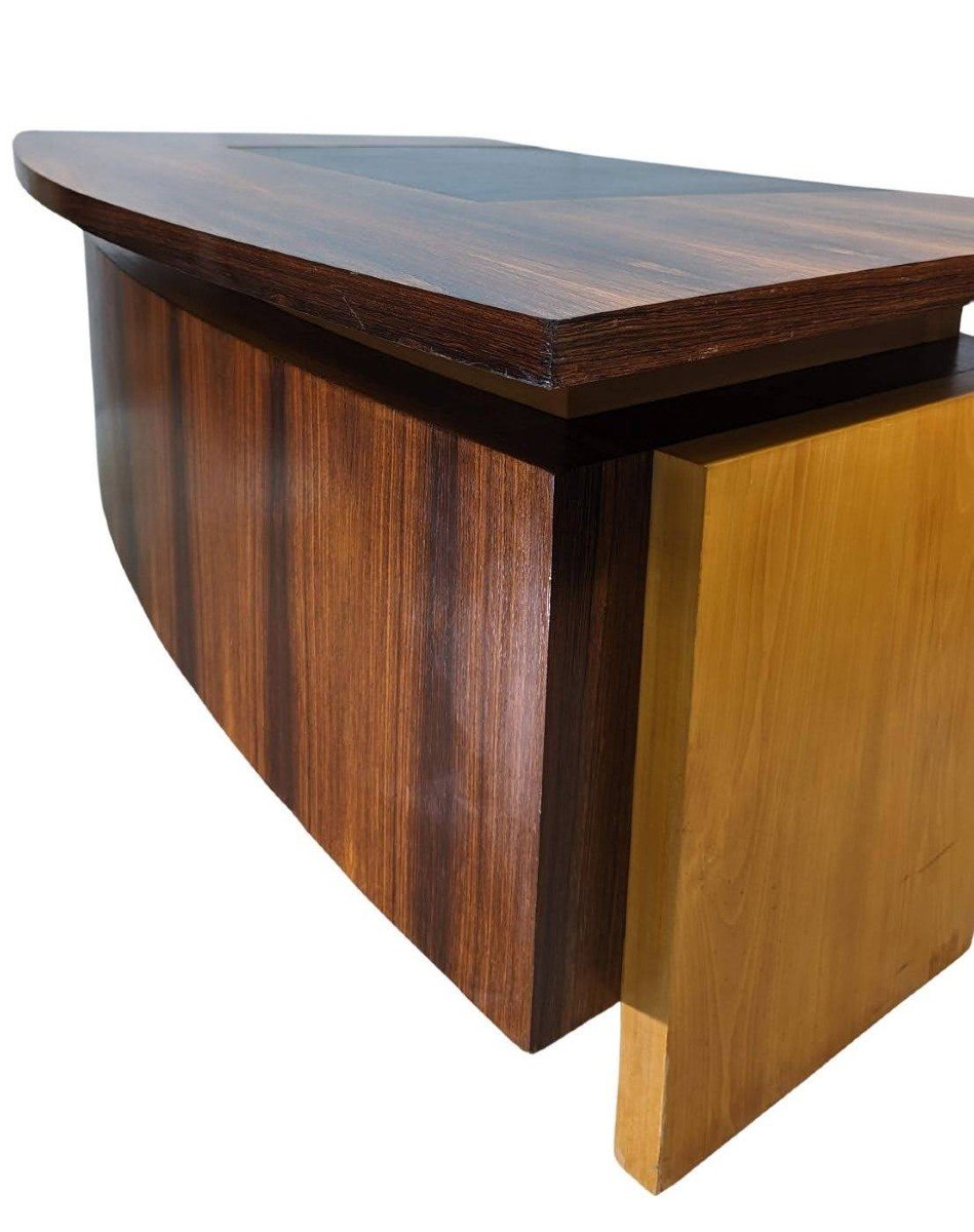 Large Presidential Desk With Box Art Deco Style 1930 From 1950 In Rosewood-photo-3
