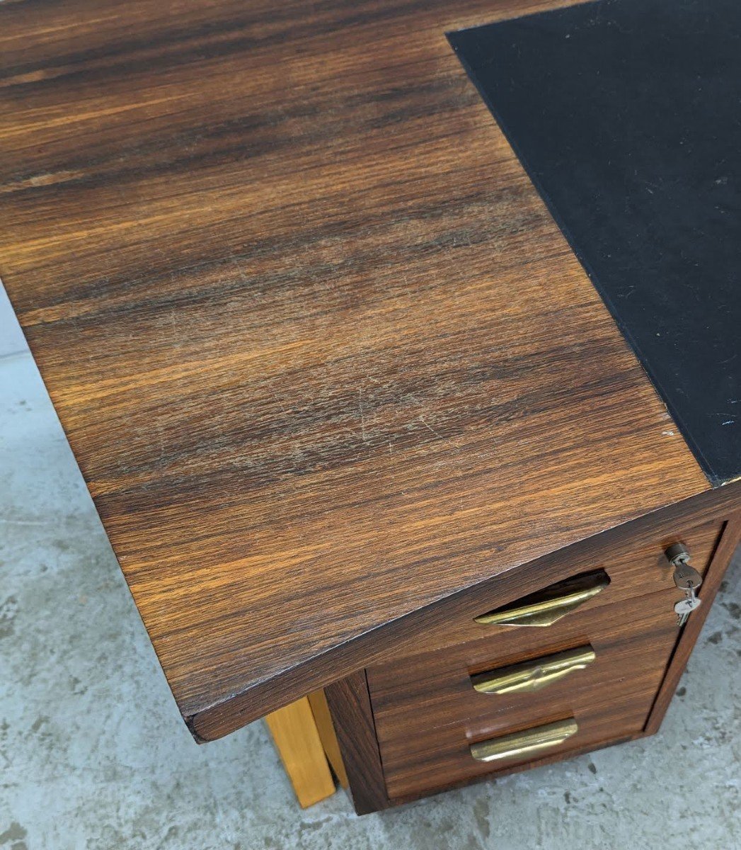 Large Presidential Desk With Box Art Deco Style 1930 From 1950 In Rosewood-photo-7