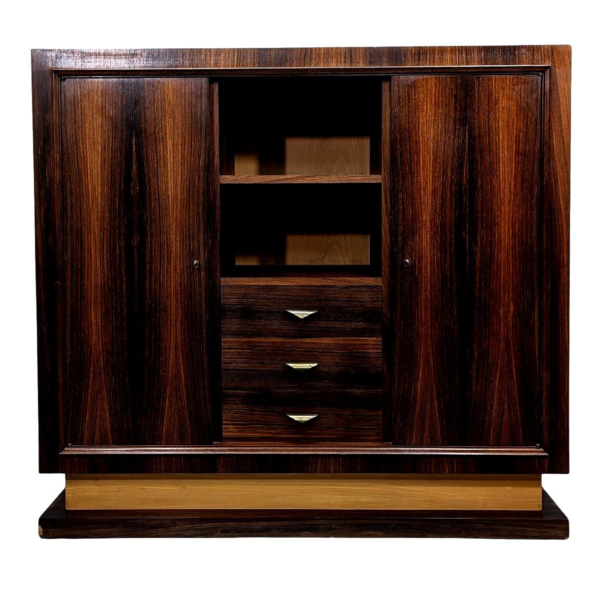 Art Deco Style Bookcase 1930 From 1950 Period In Rosewood Brass Handles