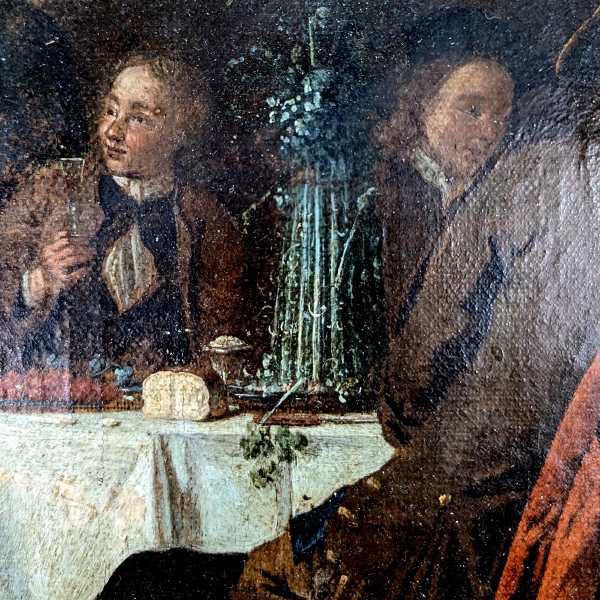 Oil On Canvas Dutch School XVIIth Banquet Scene-photo-4