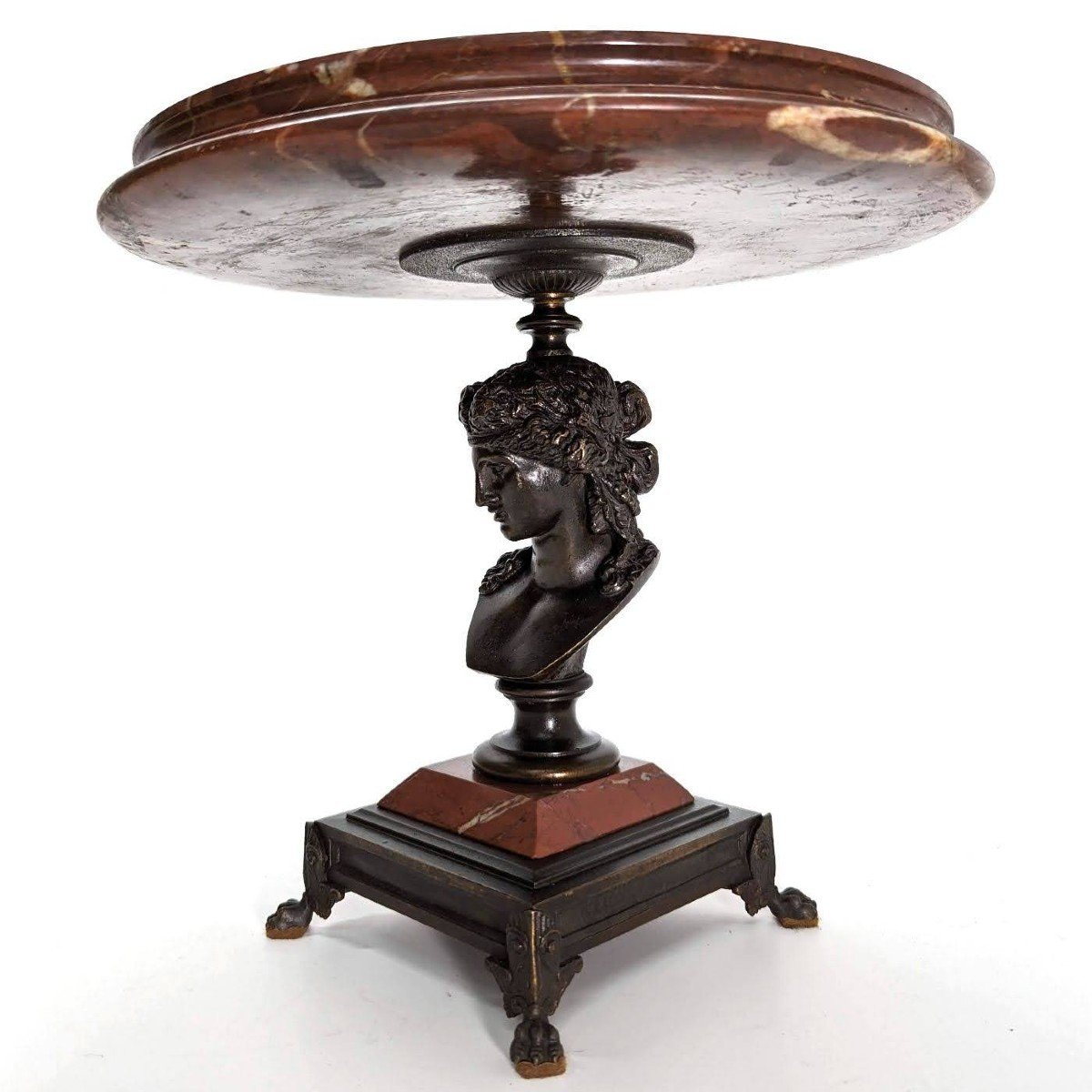 "coupe Néo Classique En Bronze Et Marbre Rouge Dans l'Esprit De Ferdinand Barbedienne    -photo-2