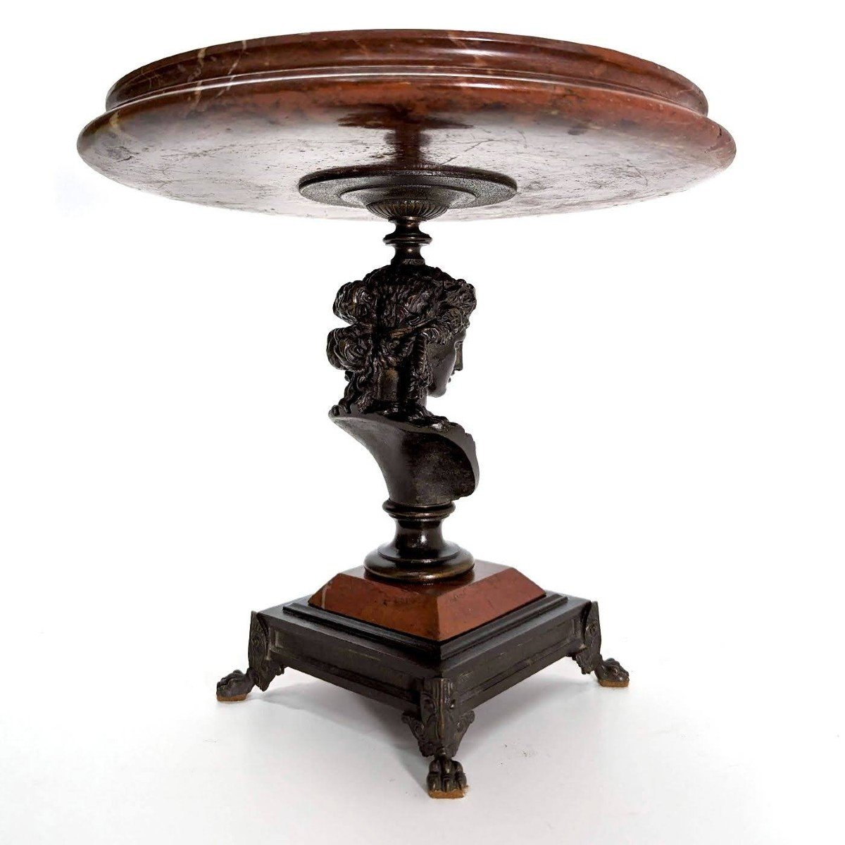 "coupe Néo Classique En Bronze Et Marbre Rouge Dans l'Esprit De Ferdinand Barbedienne    -photo-2