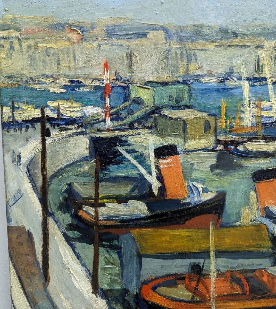 The Fairing Basin, Oil On Canvas By Pierre Paul Hueber Dimensions 73 / 60 Cm-photo-3