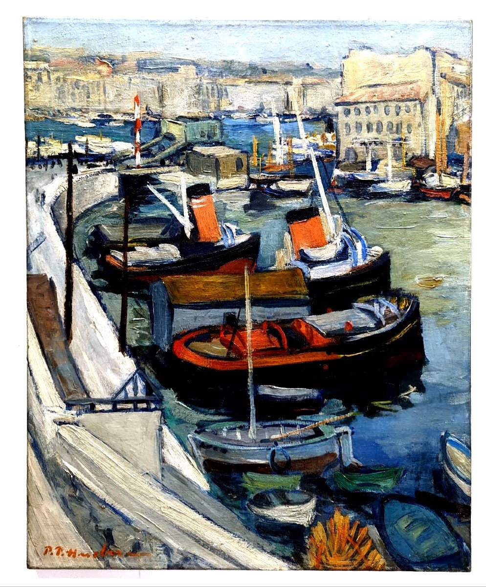 The Fairing Basin, Oil On Canvas By Pierre Paul Hueber Dimensions 73 / 60 Cm