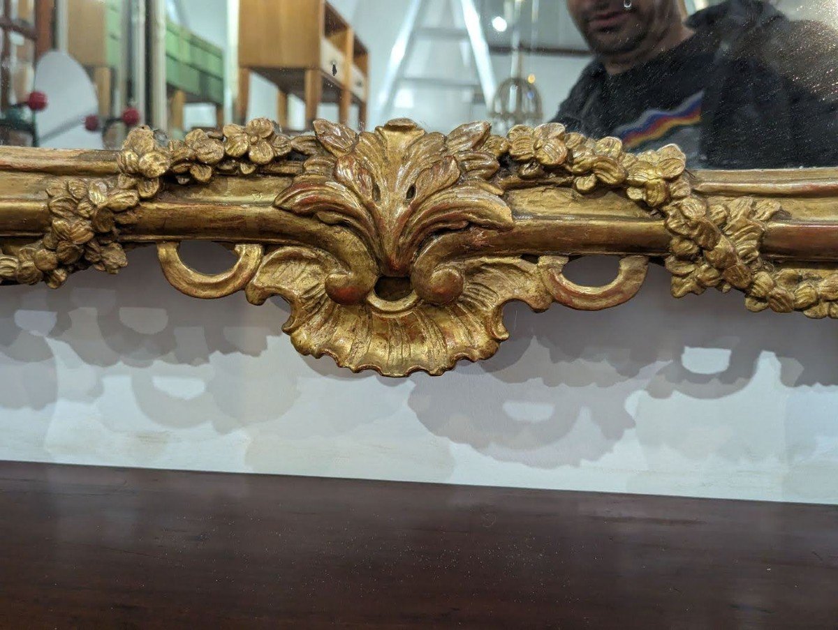 Baucaire Mirror In Golden Wood, 18th Century   -photo-2