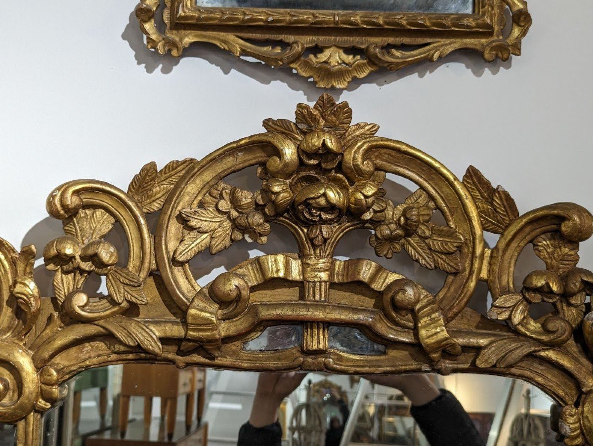 Baucaire Mirror In Golden Wood, 18th Century   -photo-4