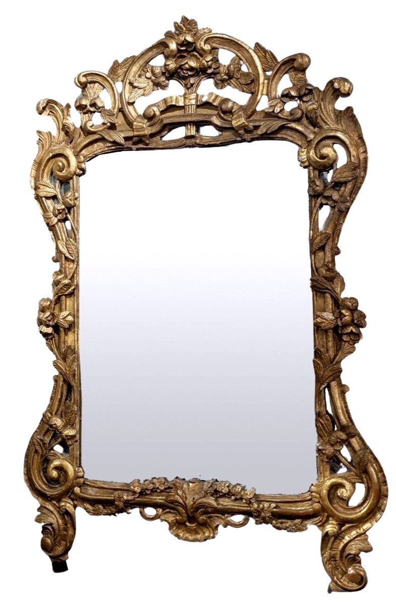 Baucaire Mirror In Golden Wood, 18th Century   