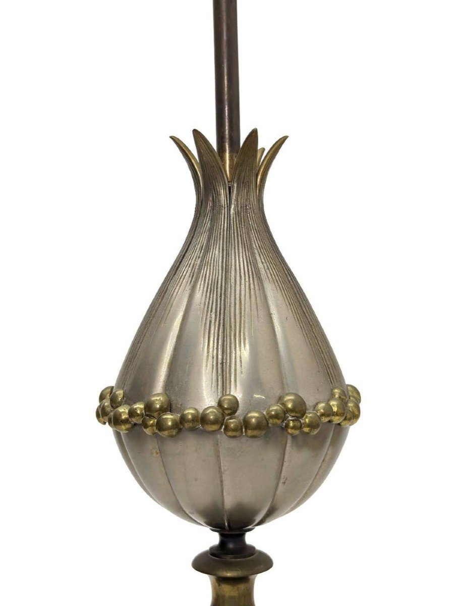 Paire De Lampes En Métal Style 1940 Maison Charles Type Lotus -photo-6