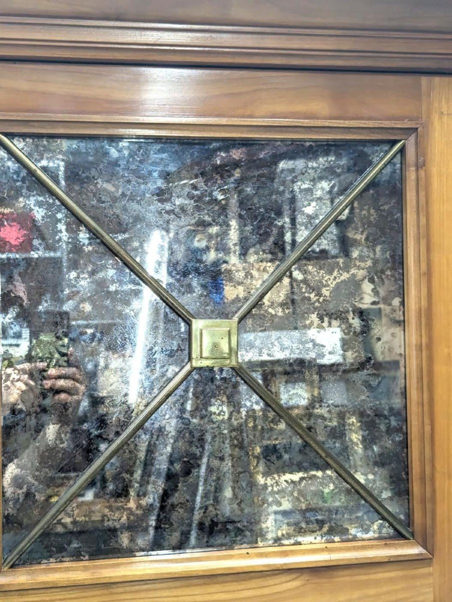 Armoire 1940 à Décor De Croisillons En Bronze Et Vitre églomisée  -photo-5