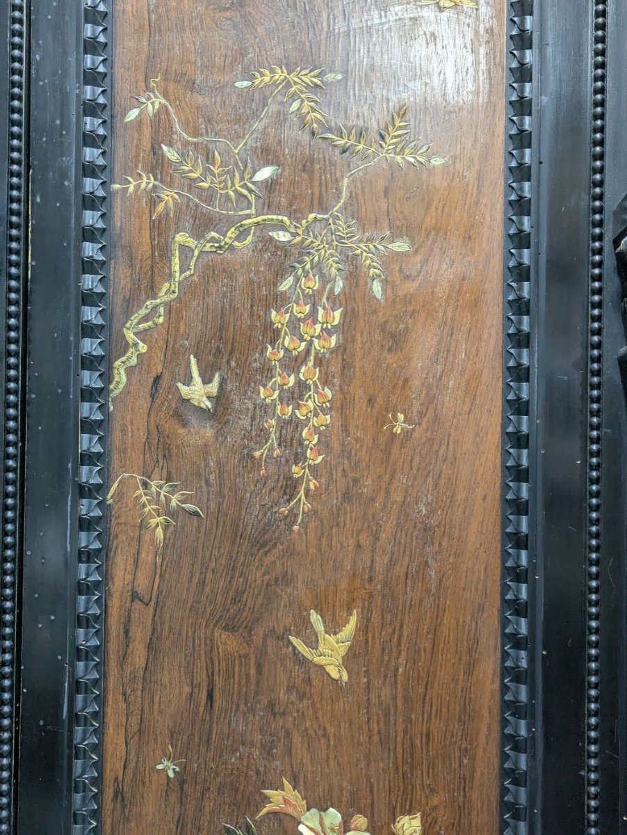  Napoleon III Cabinet With Lacquer Panel Decor And Japanese Inlays, Meiji Period-photo-1