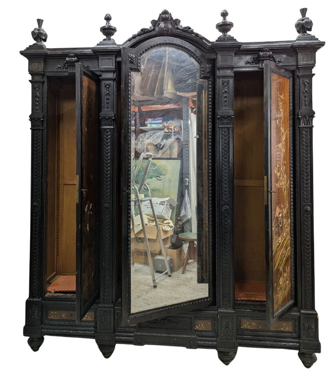  Napoleon III Cabinet With Lacquer Panel Decor And Japanese Inlays, Meiji Period-photo-7