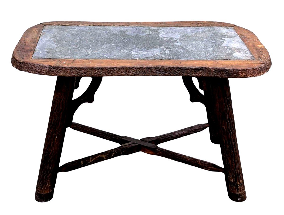 Black Forest Side Table, Slate Top  