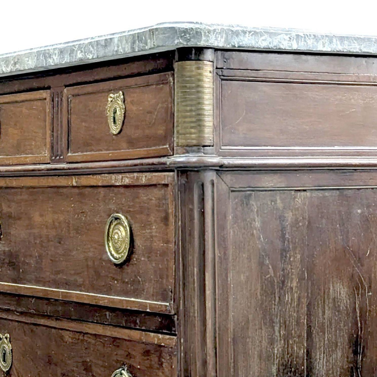 Louis XVI Mahogany Marble Top Chest Of Drawers, 18th Century  -photo-5