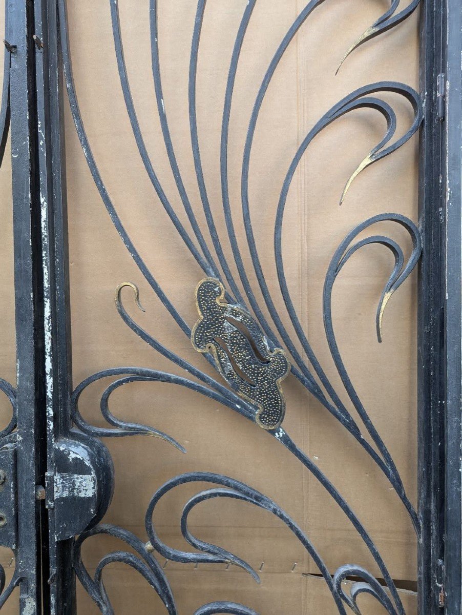 "grande Porte d'Entrée En Fer Forgé d'époque Art Nouveau -photo-5