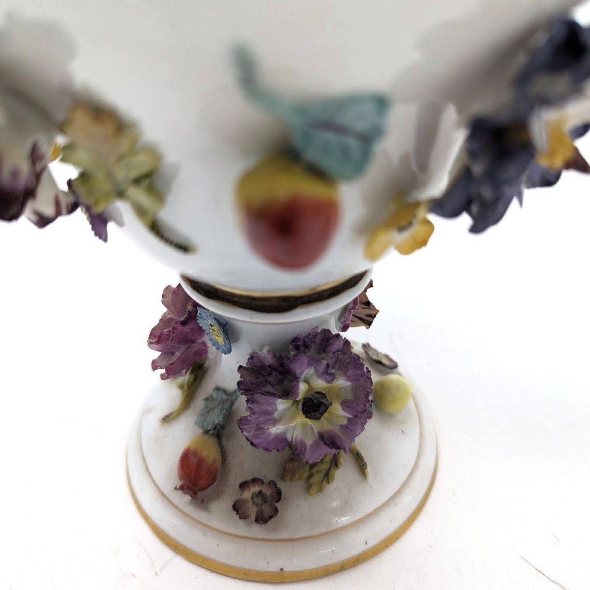 19th Century Saxon Porcelain Flower And Fruit Vases (pair)  -photo-4