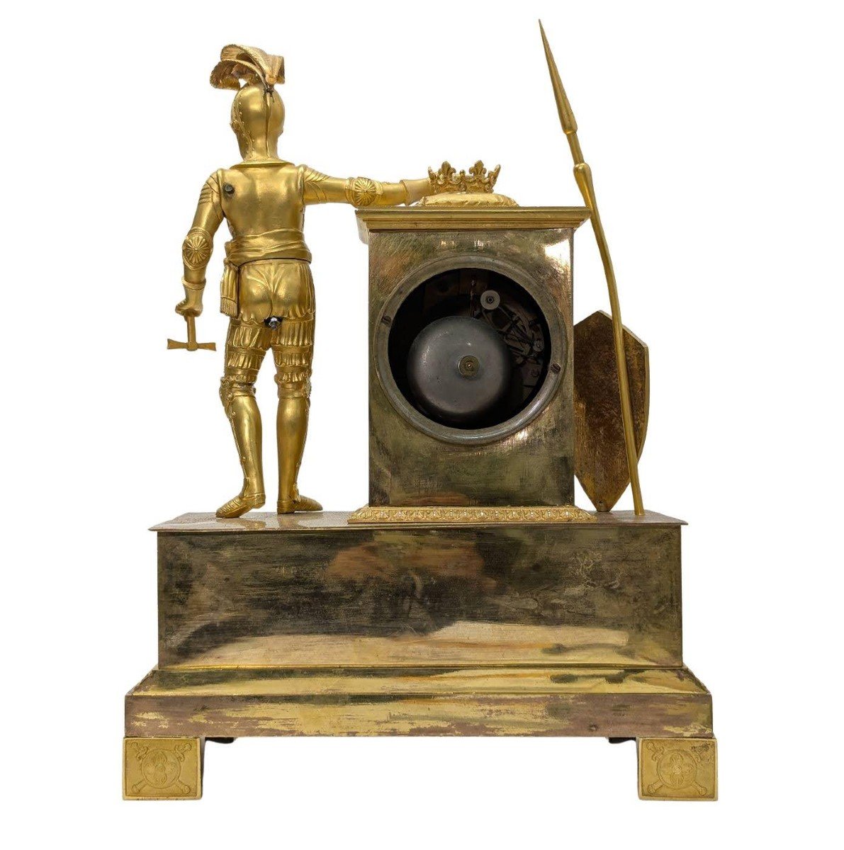  Empire Period Knight Clock In Gilt Bronze  -photo-3