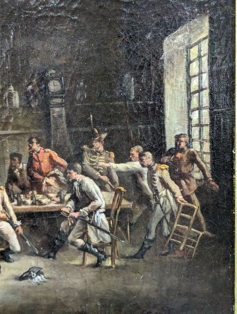 Genre Scene: "tavern Fight". 19th Century Painting. -photo-3