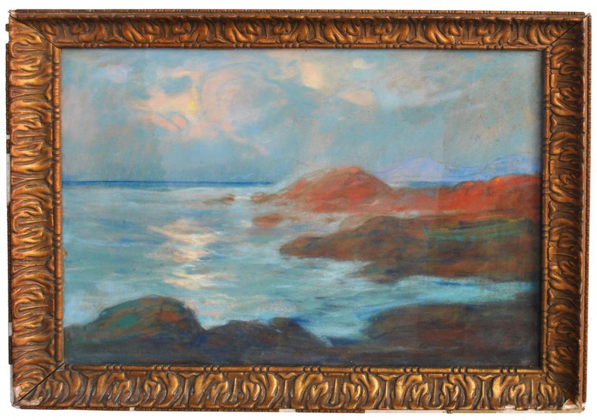 Pair Pastel Seaside By Arsene Chabanian (1864-1949)-photo-2