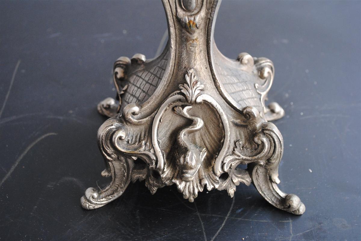 Pendulum Rockery Trim Silver Bronze Louis XV Style-photo-1