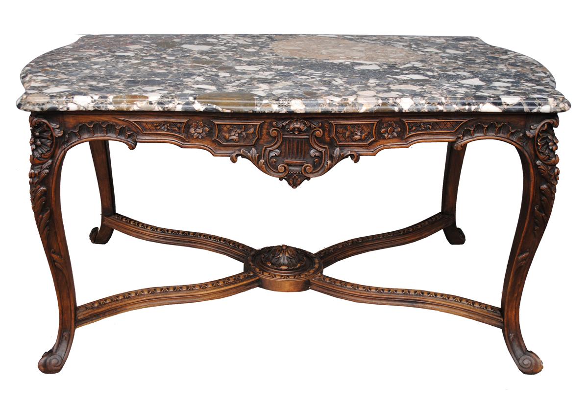 Magnifique Table à Gibier De Style Louis XV Marbre Brèche