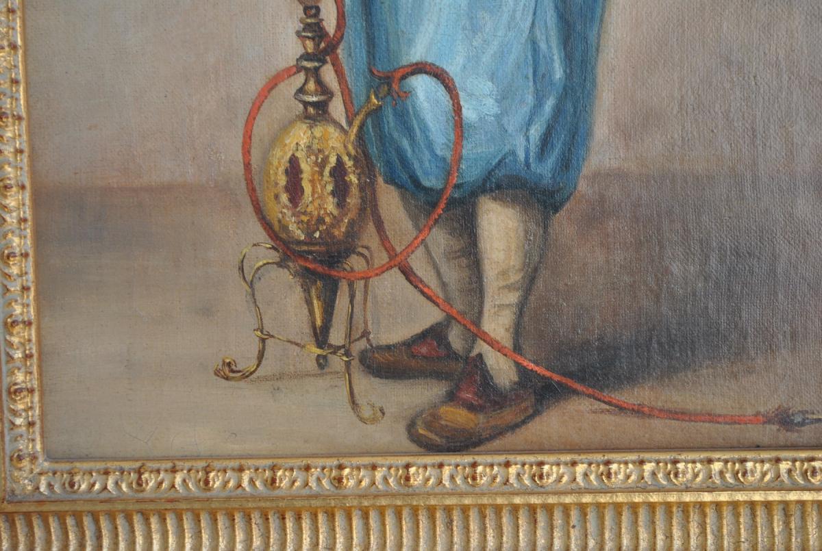 Oil On Panel Orientalist Male Shisha XIX Eme-photo-2