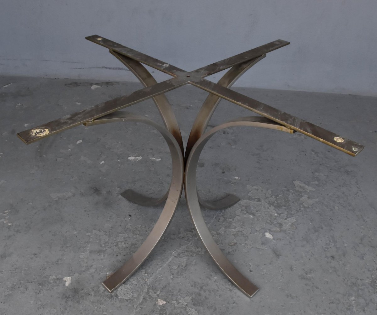 1970 Vintage Table Brushed Metal And Marble O. Borsani-photo-3