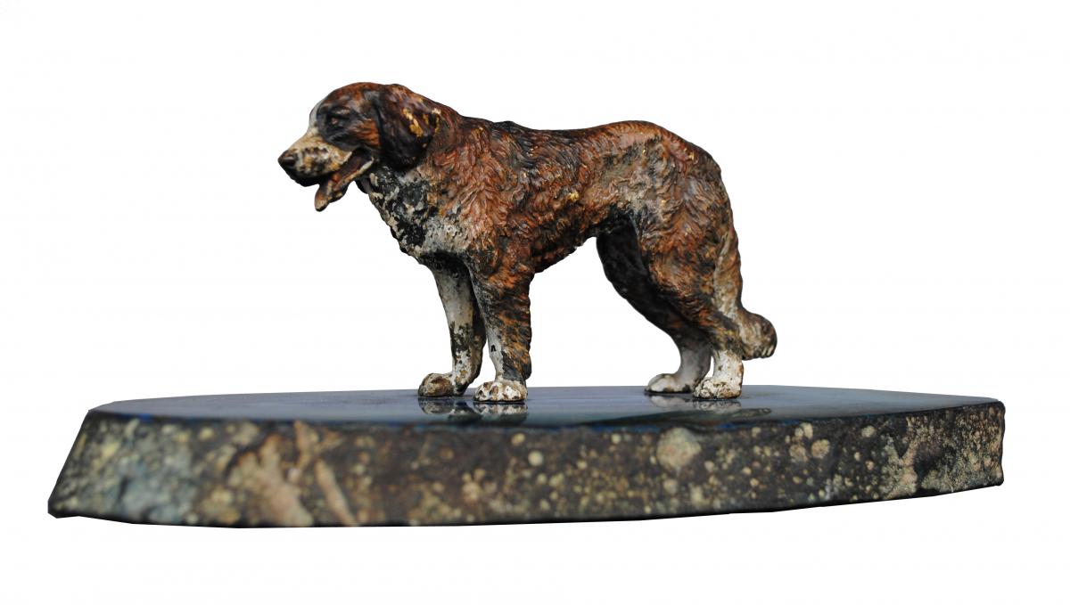 From Vienna Bronze Saint Bernard On Base Agathe