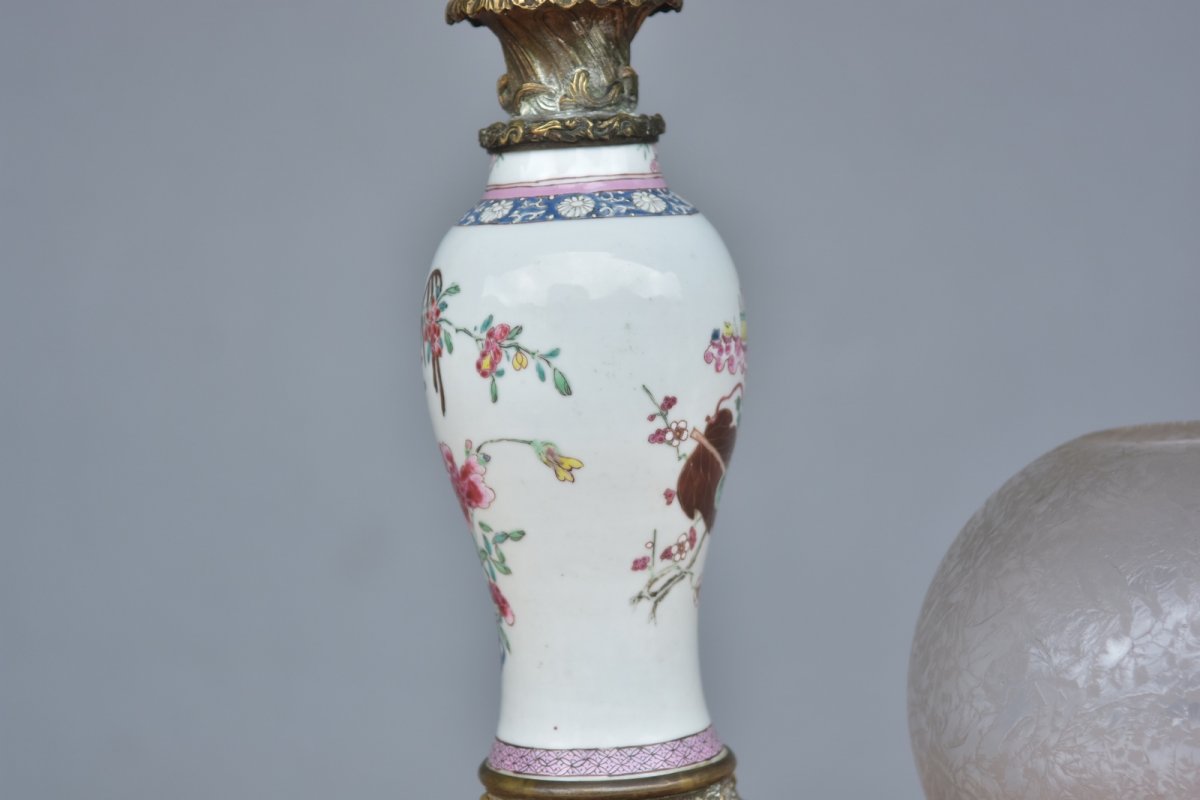 19th Century Carcel Oil Lamp On Canton Vase-photo-6