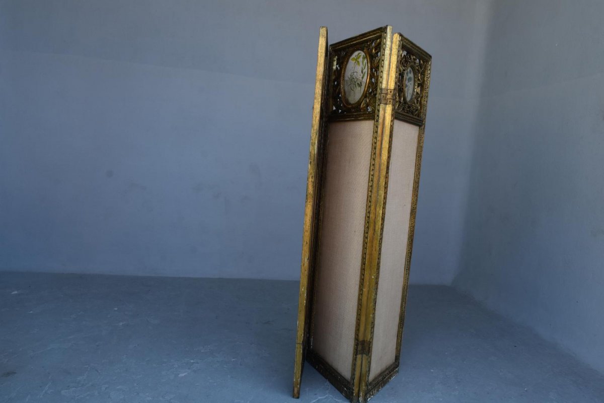 Louis XVI Style Golden Wood Screen-photo-3