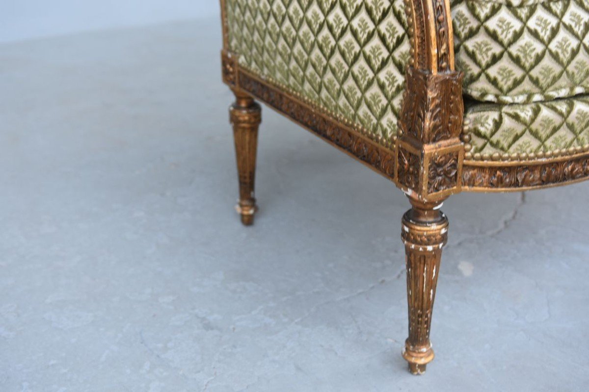 Louis XVI Style Golden Bergère Armchair Late Nineteenth-photo-2