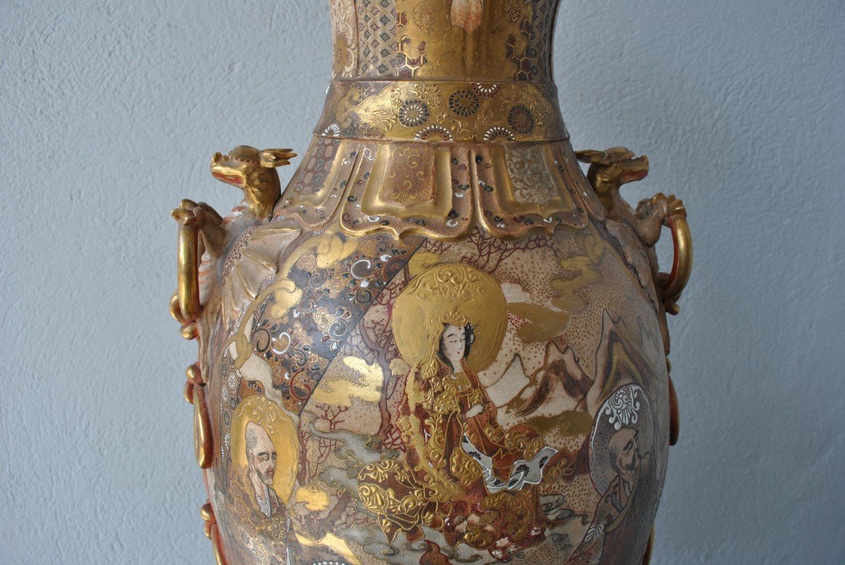 Large Japanese Vase In Satsuma Nineteenth Time-photo-4