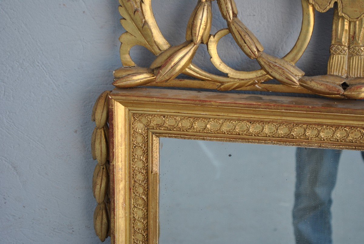 Miroir En Bois Doré Louis XVI époque XIXème-photo-2