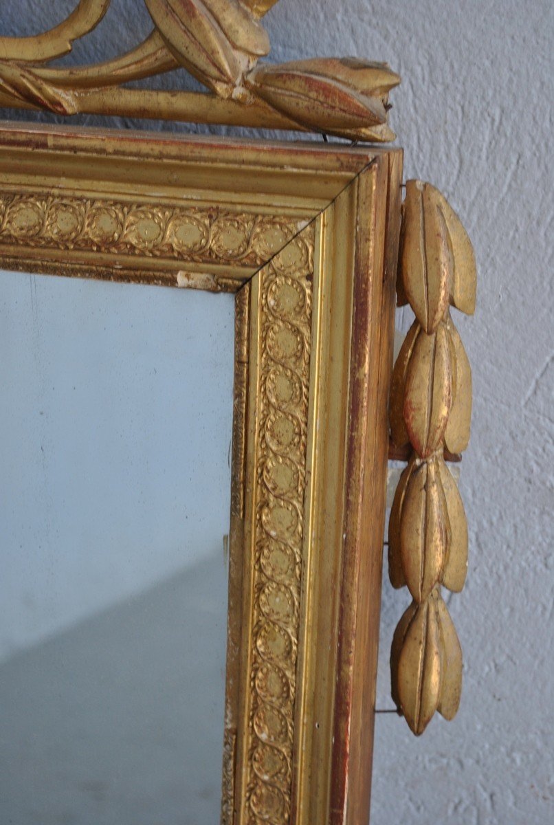 Miroir En Bois Doré Louis XVI époque XIXème-photo-4