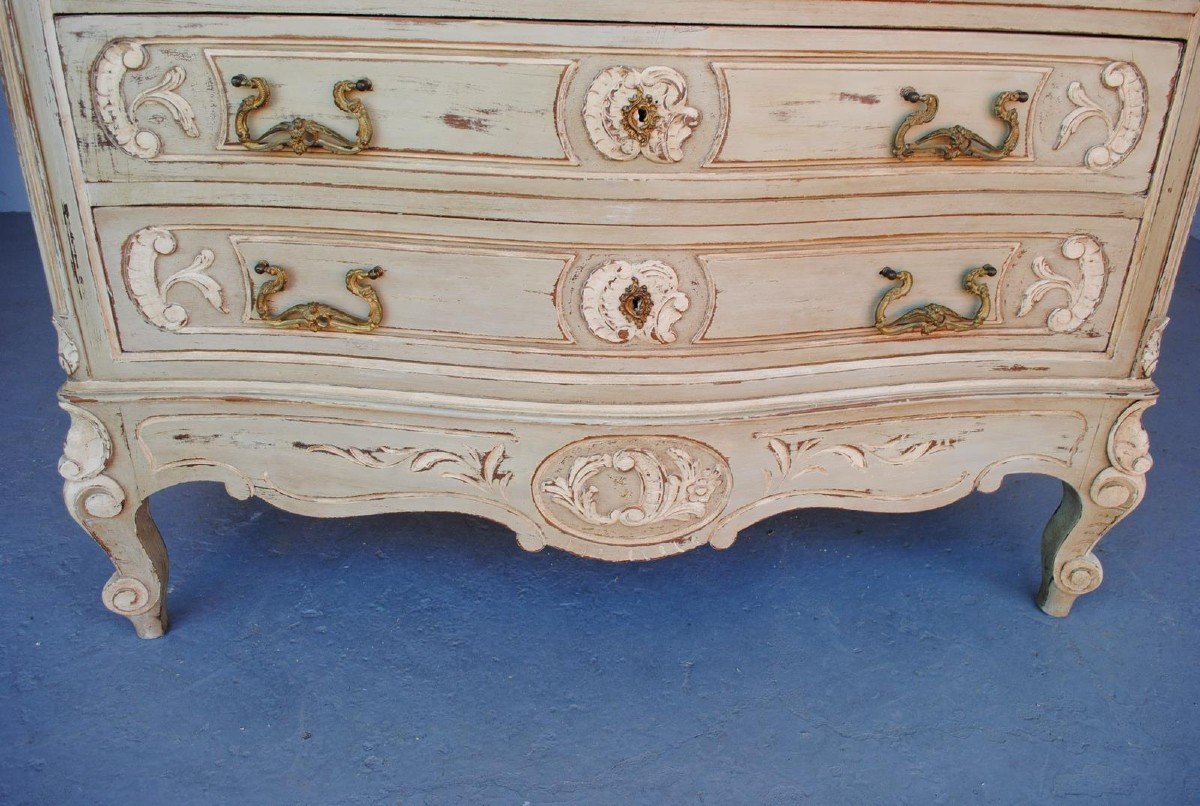 Dressing Table Dresser Louis XV Style Gray Lacquered 1900-photo-4
