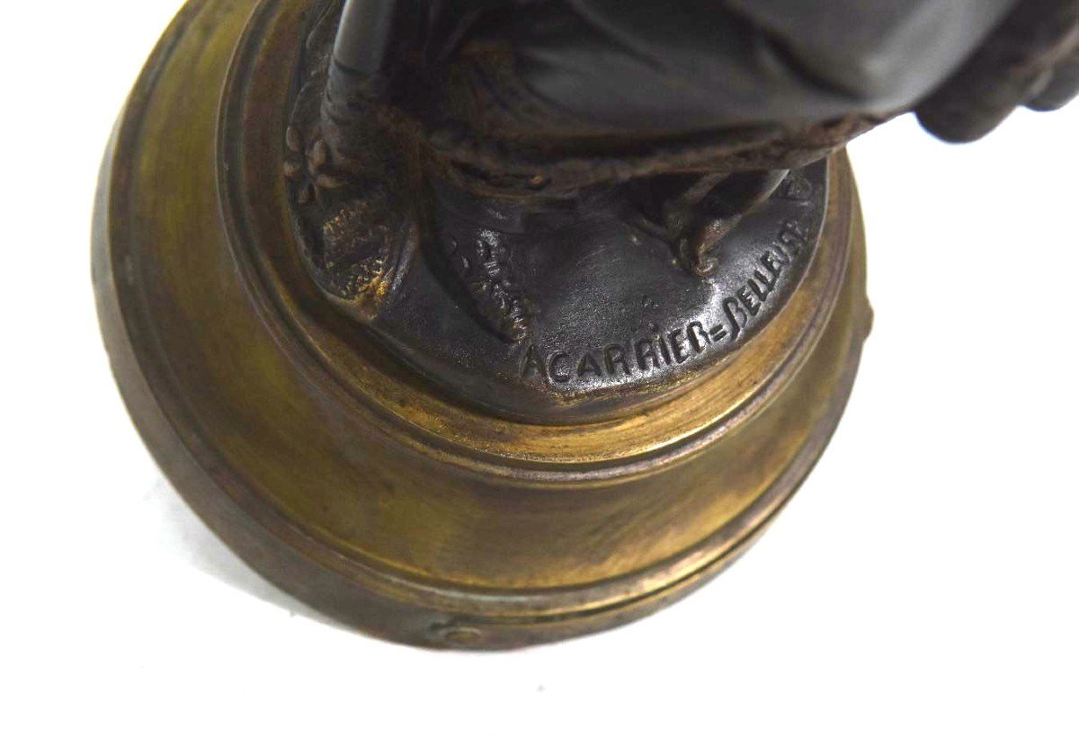 "'La liseuse" de Carrier Belleuse bronze patiné doré époque fin XIXème-photo-4