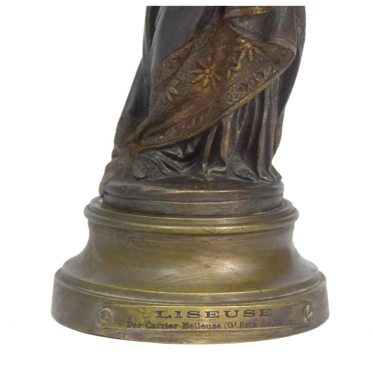 "'the Reading Light" By Carrier Belleuse Gilt Patinated Bronze Late Nineteenth Time-photo-1