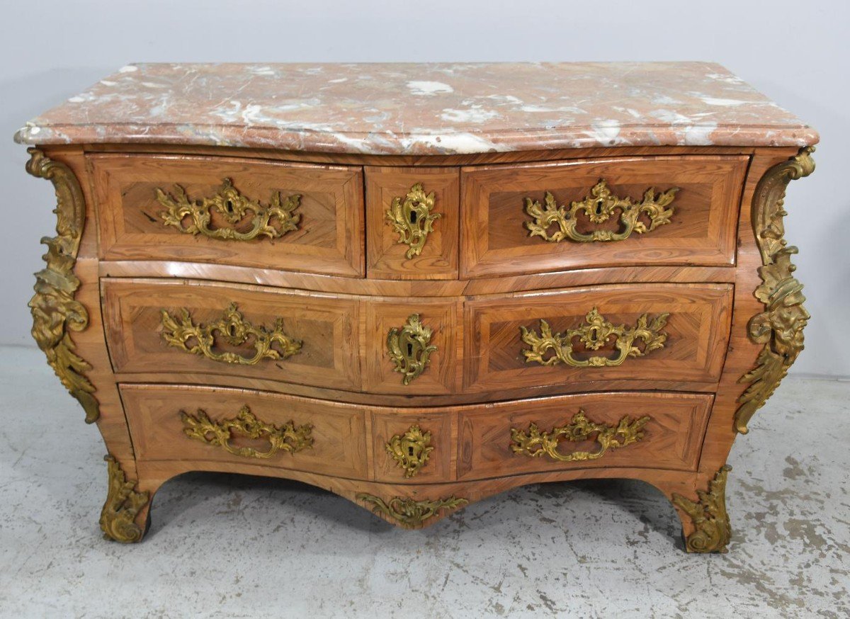 Commode Tombeau En Marquèterie époque Lxv Estampillée De Mondon-photo-1