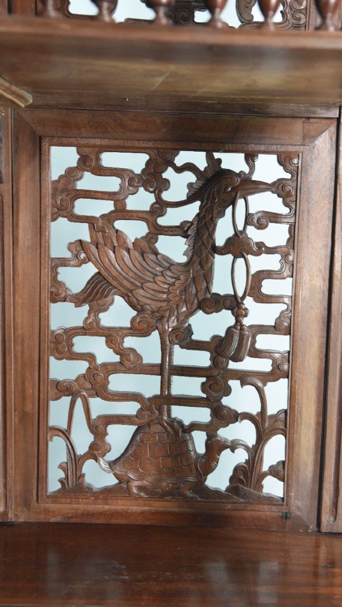 Spectacular Sideboard Two Indochinese Bodies Decorated With Dragons In Rosewood-photo-3