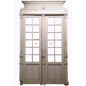 éléments De Boiserie En Bois Laqué XIXème (doubles Portes)