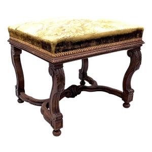 Louis XIV Style Stool Covered With Tapestry