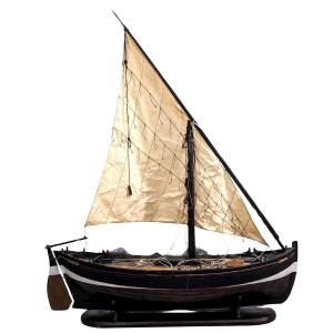Marseillaise Barque Boat Model Said "pointu" Sailing Fishing Boat In Provence. Early 20th Century