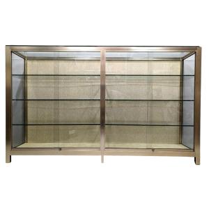 "large Collector's Showcase In Brushed Aluminum 1970 4 Sliding Doors